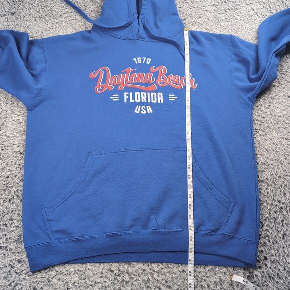 Daytona Beach Florida Hoodie Adult Large Blue Destination Pullover Sweatshirt - Picture 4 of 6